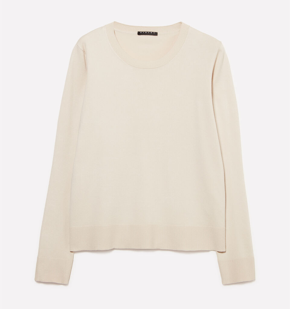 Beige crew neck top - women's crew neck sweaters - Beige | Sisley image number 5